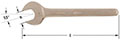 A single box-end wrench shown from two angles. Top view reveals the depth and structure of the box end, while the bottom view presents a flat, elongated design, textured grip on the wrench handle. Box-end pointed left, handle right.